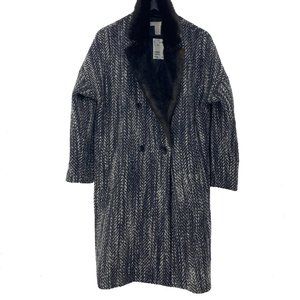 H&M Faux Fur Wool Blend Double Breasted Coat NWT